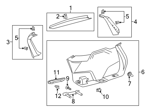 2017 Lincoln MKC Interior Trim - Lift Gate Side Trim Retainer Diagram for W713631S901
