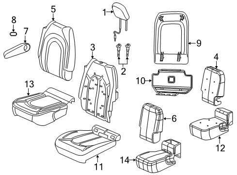 2019 Chrysler Pacifica Second Row Seats Panel-Seat Back Diagram for 6FN43DX9AC