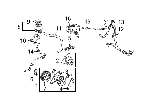 2005 Toyota Sienna P/S Pump & Hoses, Steering Gear & Linkage Gasket Kit, Power Steering Gear(For Rack & Pinion) Diagram for 0444508030