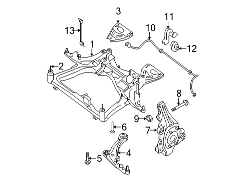 2008 Nissan Altima Front Suspension Components, Lower Control Arm, Stabilizer Bar Bush-Stabilizer Diagram for 54613JA00A