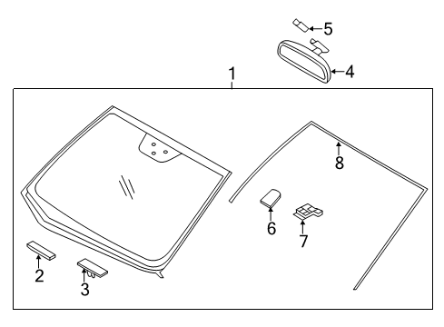 2015 Hyundai Elantra GT Windshield Glass, Reveal Moldings Moulding-Windshield Glass Diagram for 86131A5000