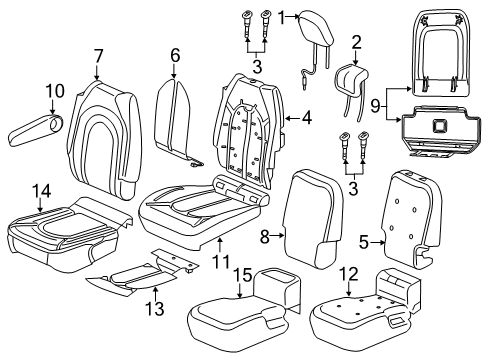 2019 Chrysler Pacifica Second Row Seats Rear Center Seat Cushion Cover Diagram for 6EC67DX9AA