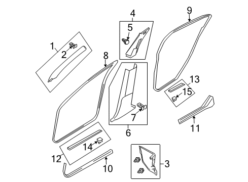 2011 Infiniti G37 Interior Trim - Pillars, Rocker & Floor WELT Body Side Diagram for 769211NM3A