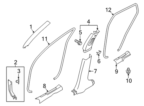 Interior Trim - Pillars Finisher-Dash Side, RH Diagram for 669005NA0A