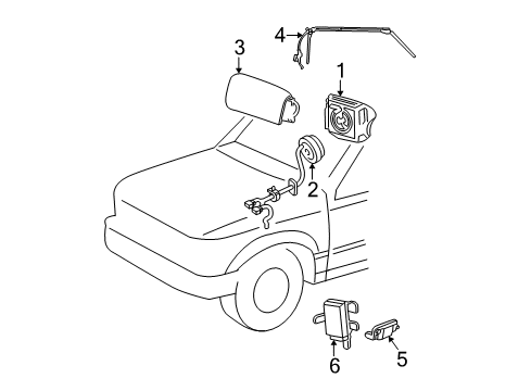 2001 Ford Explorer Sport Trac Air Bag Components Side Impact Sensor Diagram for YL2Z14B345AB