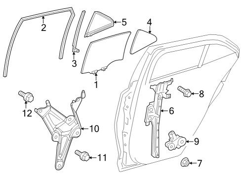 Glass - Rear Door Run Channel Diagram for 6814212351