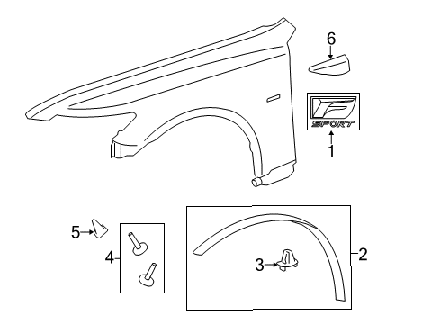 2013 Lexus LS600h Exterior Trim - Fender MOULDING Sub-Assembly, Front Diagram for 7560150080C0