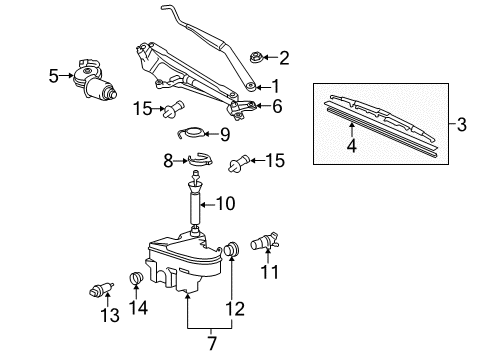 2006 Lexus GS430 Wiper & Washer Components Windshield Wiper Arm Assembly, Right Diagram for 8521130680