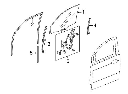 2005 Acura MDX Front Door Sash, Right Front Door (Lower) (Front ) Diagram for 72230S3VA02
