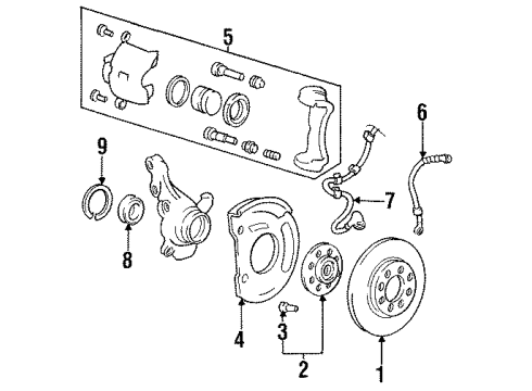 1995 Hyundai Sonata Anti-Lock Brakes Hose-Brake Front, RH Diagram for 5873234001