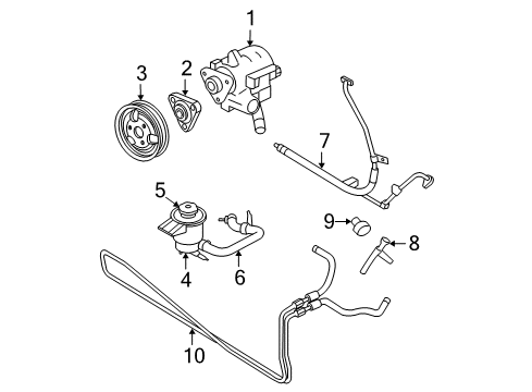 2008 Ford Mustang P/S Pump & Hoses, Steering Gear & Linkage Power Steering Pump Diagram for AR3Z3A674ARM