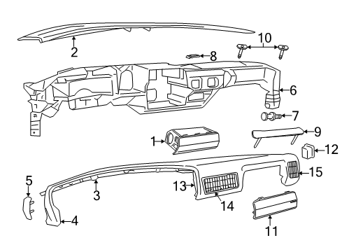 1999 GMC Savana 1500 Instrument Panel Defogger Grille Diagram for 15035613