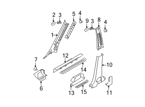 2009 Kia Sportage Interior Trim - Pillars, Rocker & Floor Trim Assembly-Front Pillar Diagram for 858101F200EZ