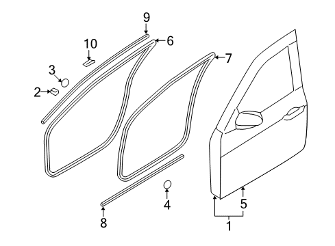 2010 Hyundai Genesis Front Door Front Left-Hand Door Module Panel Assembly Diagram for 824013M000