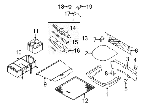 2019 Lincoln MKT Interior Trim - Rear Body Cargo Net Lower Retainer Diagram for AE9Z78550A74A