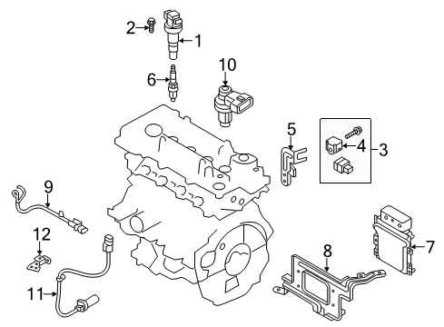 2012 Hyundai Veloster Powertrain Control Computer Engine Control Module Diagram for 391102BBH3