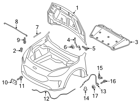 Hood & Components STAY - HOOD Diagram for LJ6Z16826A