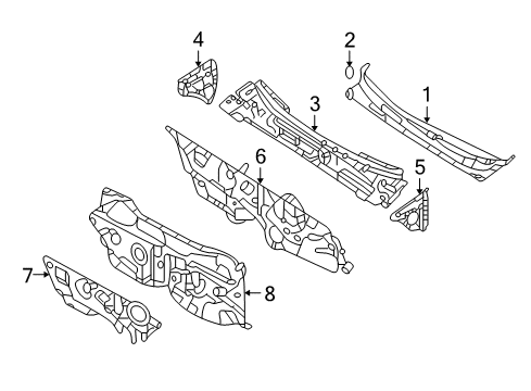 2009 Kia Optima Cowl Panel Complete-Dash Diagram for 643002G150
