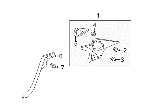 2010 Lexus LS460 Interior Trim - Quarter Panels Upper Quarter Trim Clip Diagram for 6221712050