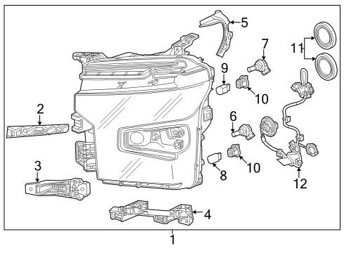 Headlamp Components Cover Diagram for 84064060