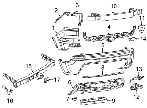 Bumper & Components - Rear Reflector-FASCIA Diagram for 68275963AC