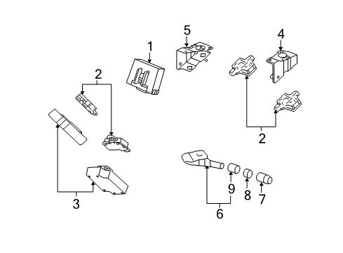 2011 Acura RDX Tire Pressure Monitoring TPMS Unit Diagram for 39350STKA02