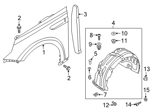 2019 Kia Optima Fender & Components Clip-Fender Wheel Arch Diagram for 868992T500