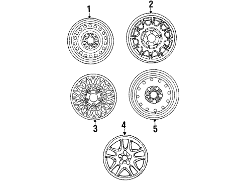 1999 Ford Crown Victoria Wheels Wheel, Alloy Diagram for XW7Z1007AA