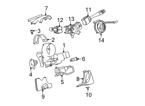 2010 Chevrolet Cobalt Shroud, Switches & Levers Ignition Switch Diagram for 23228993