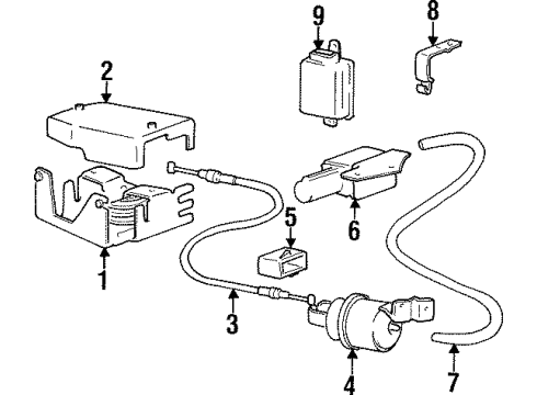 1997 Hyundai Sonata Cruise Control System Clip-Vacuum Tube Mounting Diagram for 9642734000