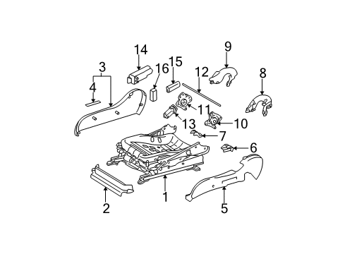 2003 Toyota Camry Power Seats Adjuster Switch Diagram for 8492233130