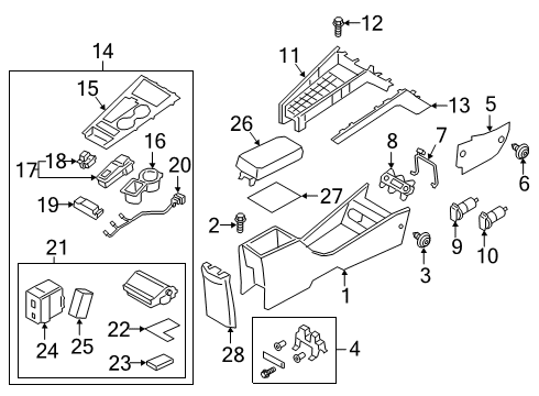 2020 Hyundai Kona Electric Heated Seats EXTN Wiring-Console FR Diagram for 84653K4100