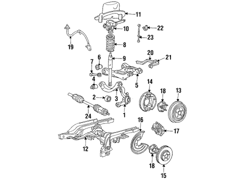 1993 Mercury Cougar Rear Brakes Caliper Assembly Diagram for F6SZ2553AA