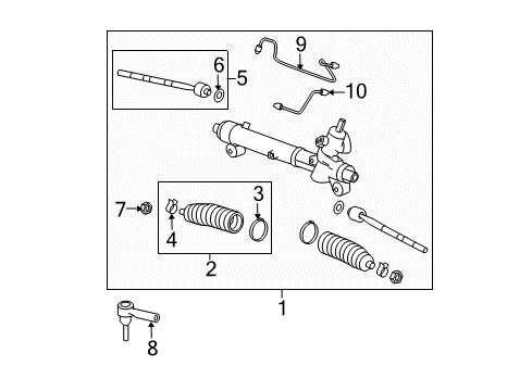 2009 Chevrolet Equinox P/S Pump & Hoses, Steering Gear & Linkage Gear Kit, Steering Diagram for 19180760