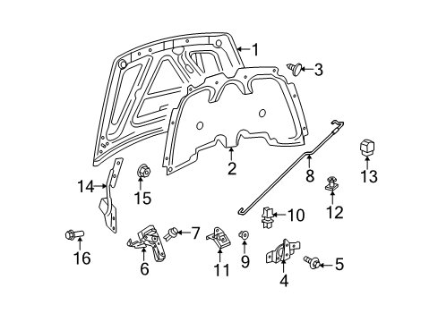 2008 Chrysler Aspen Hood & Components Rod-Hood Prop Diagram for 55362940AA