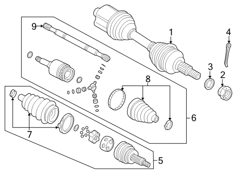 2002 Saturn LW300 Drive Axles - Front Joint Kit, Front Wheel Drive Shaft Tro-Pot Diagram for 22692051