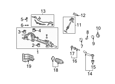 2012 Acura TSX Steering Column & Wheel, Steering Gear & Linkage End, Rack Diagram for 53610TL1G01