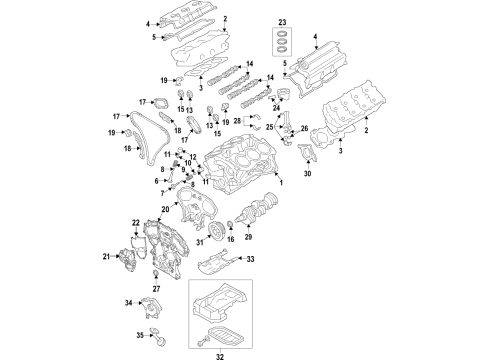 2016 Infiniti QX50 Engine Parts, Mounts, Cylinder Head & Valves, Camshaft & Timing, Oil Pan, Oil Pump, Crankshaft & Bearings, Pistons, Rings & Bearings, Variable Valve Timing Gasket Kit-Engine, Repair Diagram for A0AMAEY02E