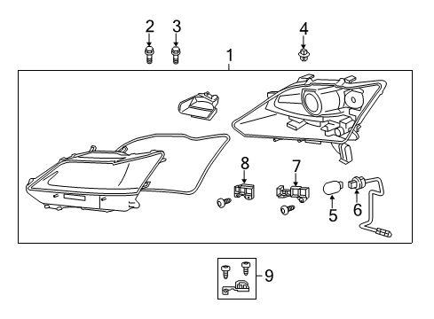 2013 Lexus GS350 Headlamps, Headlamp Washers/Wipers Cord, Headlamp, RH Diagram for 8112530G80