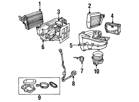 2001 Chrysler Prowler Evaporator & Heater Components, Blower Motor & Fan Evaporator Heater-Actuator Diagram for 4815502AB