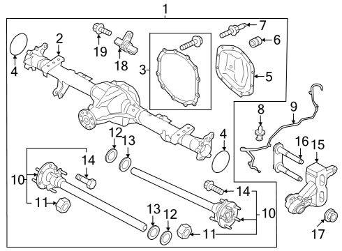 2022 Ford Bronco Axle Housing - Rear Axle Assembly Nut Diagram for KB3Z4N273A