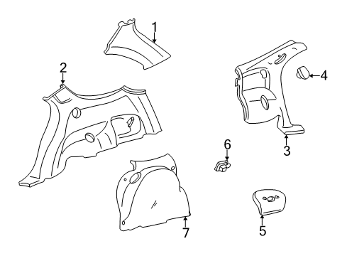 2002 Mercury Sable Interior Trim - Quarter Panels Quarter Trim Panel Diagram for 3F1Z7431012AAB