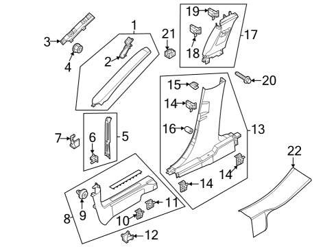 2021 Ford Mustang Mach-E Interior Trim - Pillars Headlamp Housing Bolt Diagram for W505425S450B