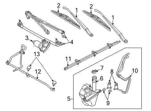 2006 Mercury Mariner Wiper & Washer Components Wiper Blade Diagram for 6L8Z17528AA