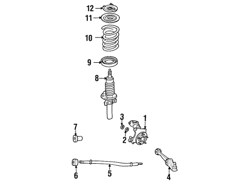 1995 Ford Windstar Front Suspension Components, Lower Control Arm, Stabilizer Bar Strut Rod Inner Bushing Diagram for F58Z3C067A