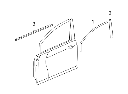 2013 Honda Fit Exterior Trim - Front Door Body Side Molding (Alabaster Silver Metallic-exterior) (ALABASTER SILVER METALLIC) Diagram for 08P05TK61G0