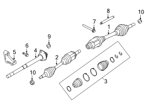 2013 Ford Explorer Drive Axles - Front Axle Assembly Diagram for FB5Z3B436H