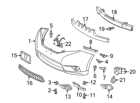 2017 Toyota Sienna Front Bumper Bumper Cover Bolt Diagram for 90159A0008