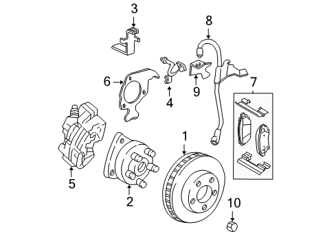 2004 Buick LeSabre Front Brakes Caliper Kit, Front Brake *Red Diagram for 89047765