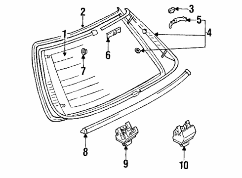 1990 Toyota Cressida Back Glass, Reveal Moldings Lens Nut Diagram for 9017905004